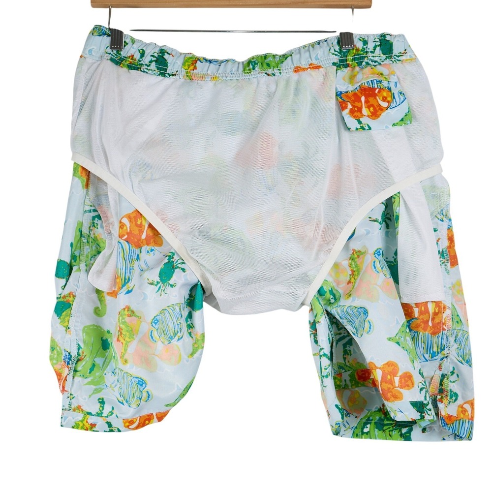 Peter Millar Mens Aquatic Print Swim Trunks Blue Clownfish‎ Seahorse MS 13P07 - Picture 2 of 10
